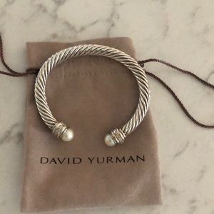 David Yurman 7mm pearl and diamond cable bracelet